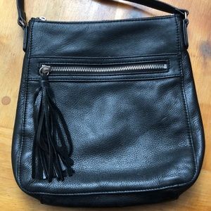 Margot Black Leather Crossbody Bag